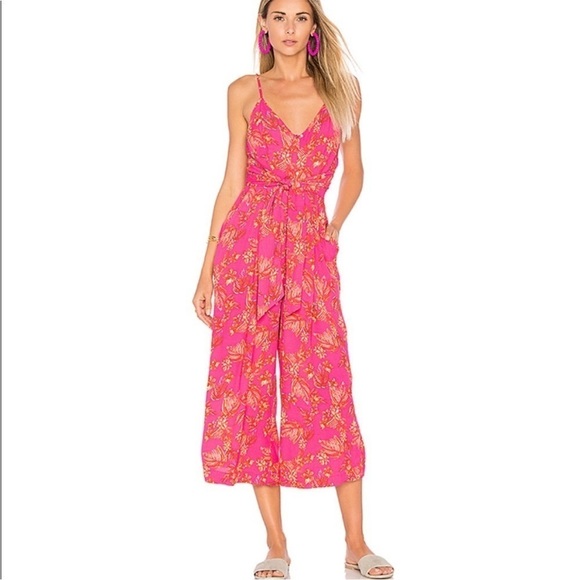 Free People Hot Pink Printed Hot Tropics Jumpsuit - Picture 11 of 16